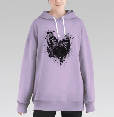 Энергия Уставших Кед: Надпись i need to rest, Hoodie Long Oversize Fiolet