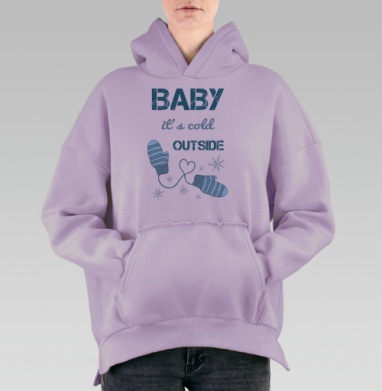 Уютные зимние варежки с романтичным дизайном, Hoodie Oversize Fiolet, утепленная