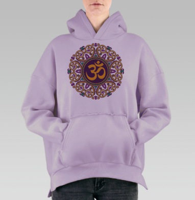 Декоративное панно с символом Ом и мандалой, Hoodie Oversize Fiolet, утепленная