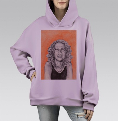 Оранжевый смех, Hoodie Mono Fiolet, оверсайз, утепленная