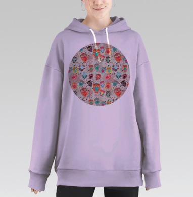 Owls owls 3, Hoodie Long Oversize Fiolet