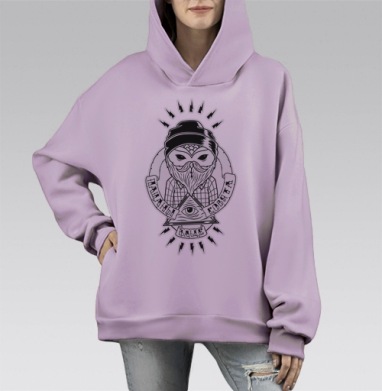 Стильный хипстерский стикер с всевидящим оком, Hoodie Mono Fiolet, оверсайз, утепленная