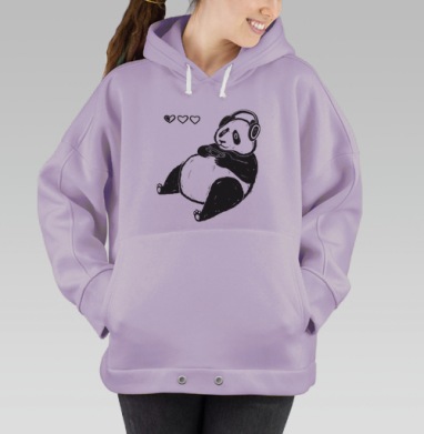 Панда-геймер с геймпадом и сердечками жизни, Hoodie Oversize Fiolet