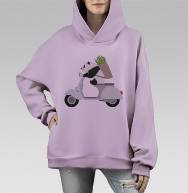 ПАНДА НА ВЕСПЕ, Hoodie Mono Fiolet, оверсайз, утепленная