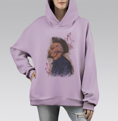 Панкомолот, Hoodie Mono Fiolet, оверсайз, утепленная