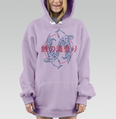 Карпы кои: символ силы и гармонии в красном и синем, Hoodie Mjhigh Dig Mel, Fiolet, утепленная