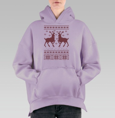 Пара оленей, Hoodie Oversize Fiolet, утепленная