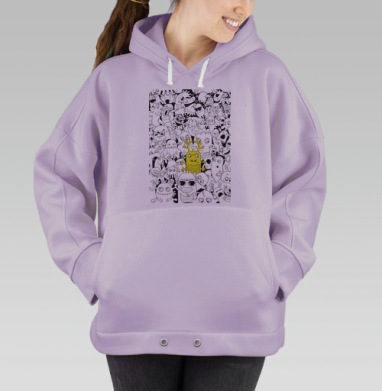 Яркий желтый монстр среди серых созданий, Hoodie Oversize Fiolet