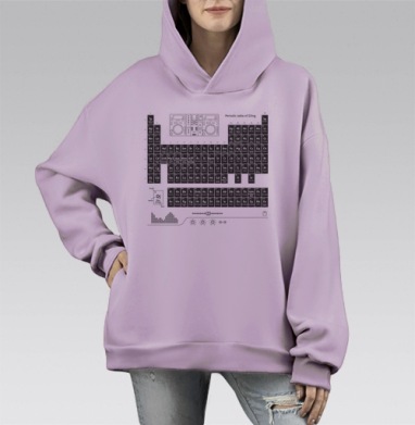 Periodic table of DJing, Hoodie Mono Fiolet, оверсайз, утепленная
