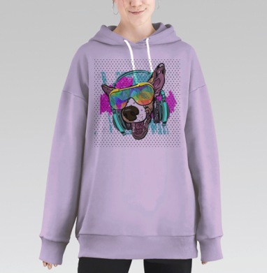 Энергичное преображение чихуахуа в модного тусовщика, Hoodie Long Oversize Fiolet