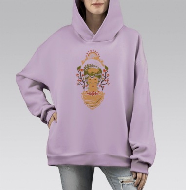 Песнь леса, Hoodie Mono Fiolet, оверсайз, утепленная