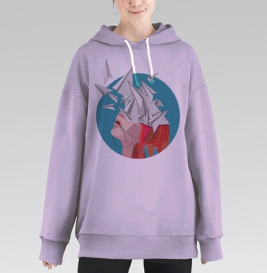 Иллюстрация «Ментальный шторм» – эмоциональный арт, Hoodie Long Oversize Fiolet
