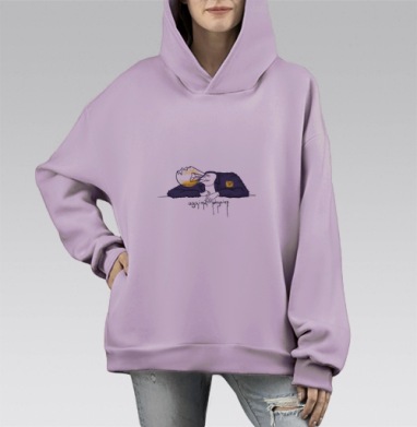 Фигурка «Перегоревшая лампочка» с иронией, Hoodie Mono Fiolet, оверсайз, утепленная