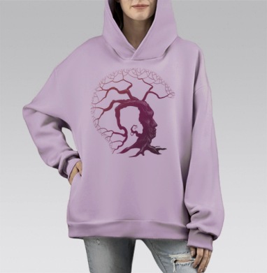 Punk Tree, Hoodie Mono Fiolet, оверсайз, утепленная