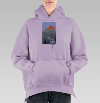 Путешествие автомобиля, Hoodie Oversize Fiolet, утепленная