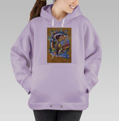 Динамичная абстракция с элементами кубизма и футуризма, Hoodie Oversize Fiolet