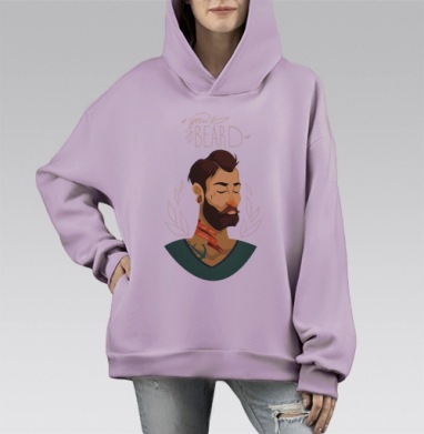 Расти бороду, Hoodie Mono Fiolet, оверсайз, утепленная
