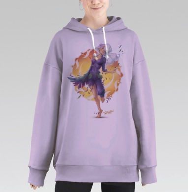 Легкость танца: фея с пурпурным сиянием, Hoodie Long Oversize Fiolet