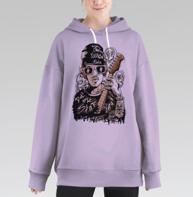 Rock Man, Hoodie Long Oversize Fiolet