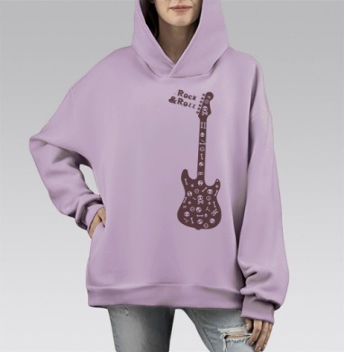 Rock&Roll, Hoodie Mono Fiolet, оверсайз, утепленная