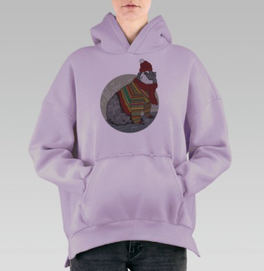 Рождественский Мишка, Hoodie Oversize Fiolet, утепленная