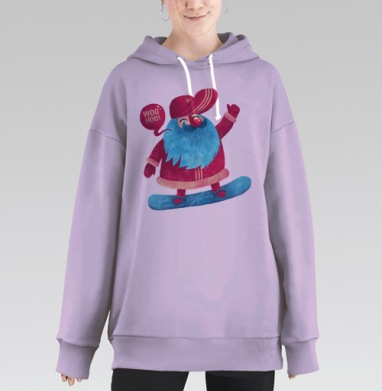 Санта-сноубордист: зимняя радость и энергия, Hoodie Long Oversize Fiolet