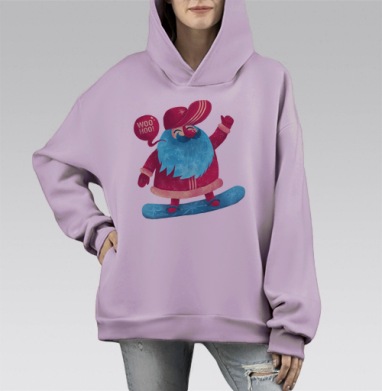 Санта-сноубордист: зимняя радость и энергия, Hoodie Mono Fiolet, оверсайз, утепленная