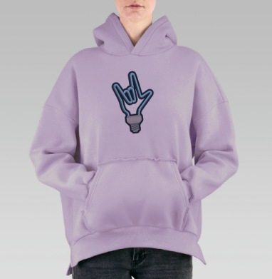 Рок-лампочка, Hoodie Oversize Fiolet, утепленная