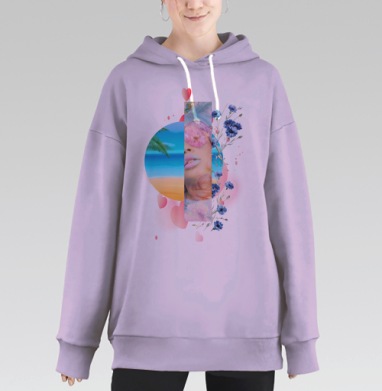 Летний цифровой коллаж в стиле dreamcore, Hoodie Long Oversize Fiolet