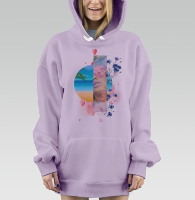 Летний цифровой коллаж в стиле dreamcore, Hoodie Mjhigh Dig Mel, Fiolet, утепленная