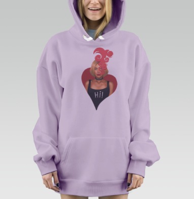 Дерзкий портрет в стиле e-girl с розовым дымом, Hoodie Mjhigh Dig Mel, Fiolet, утепленная