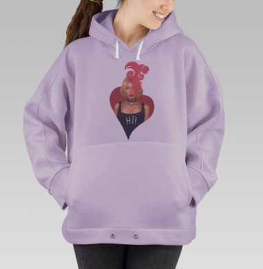 Дерзкий портрет в стиле e-girl с розовым дымом, Hoodie Oversize Fiolet