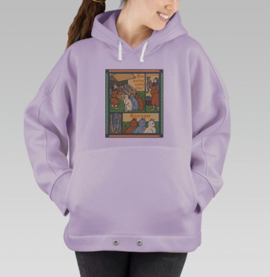 Весёлый средневековый комикс с котами и рыбой, Hoodie Oversize Fiolet