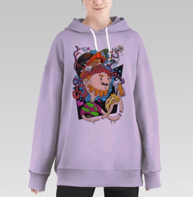 Погружение в страсть и мысли гика, Hoodie Long Oversize Fiolet