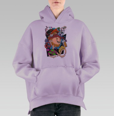 Погружение в страсть и мысли гика, Hoodie Oversize Fiolet, утепленная