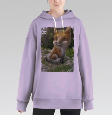 Игривый лис: яркий арт с характером и загадкой, Hoodie Long Oversize Fiolet
