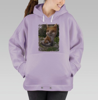 Игривый лис: яркий арт с характером и загадкой, Hoodie Oversize Fiolet