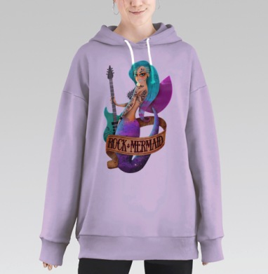 Рок-русалка: дерзкий панк-образ с гитарой, Hoodie Long Oversize Fiolet