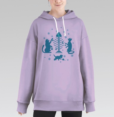 С НОВЫМ МЯУ, Hoodie Long Oversize Fiolet