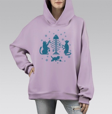 С НОВЫМ МЯУ, Hoodie Mono Fiolet, оверсайз, утепленная