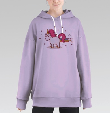 Счастливый единорог, Hoodie Long Oversize Fiolet