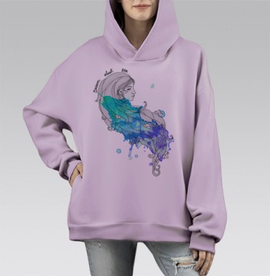 Sea, Hoodie Mono Fiolet, оверсайз, утепленная