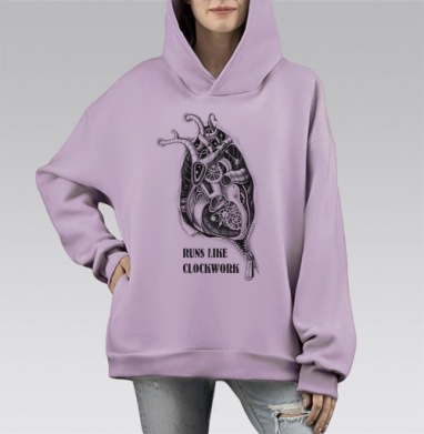 Сердце, Hoodie Mono Fiolet, оверсайз, утепленная