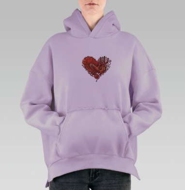 Плакат «Вместо сердца — пламенный мотор» стимпанк, Hoodie Oversize Fiolet, утепленная