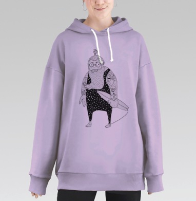 Стильный городской серфер с бородой и очками, Hoodie Long Oversize Fiolet