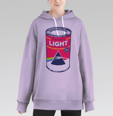 Ироничная банка «Сгущенный свет» с дизайном Pink Floyd, Hoodie Long Oversize Fiolet