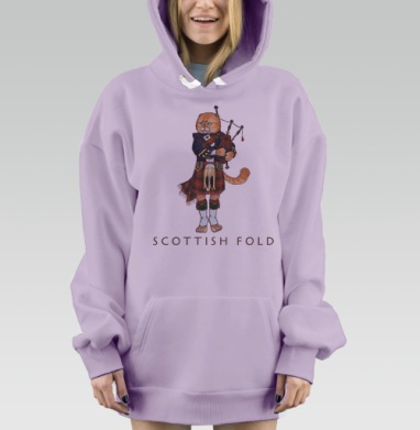 Кот-волынщик в шотландском костюме, Hoodie Mjhigh Dig Mel, Fiolet, утепленная