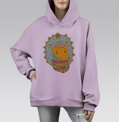 Сладкоежка мистер лис, Hoodie Mono Fiolet, оверсайз, утепленная