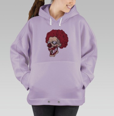Гротескный Клоун-Череп с Красным Париком, Hoodie Oversize Fiolet