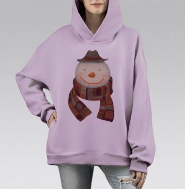 Снеговик, Hoodie Mono Fiolet, оверсайз, утепленная